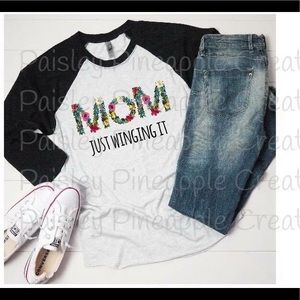 MOM baseball style tee